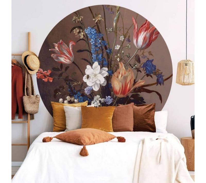 K&L Wall Art Fototapete Van der Ast - Blumen in einer Wan-Li Vase, Vliestapete, rund, Wan-Li Tapete von K&L Wall Art