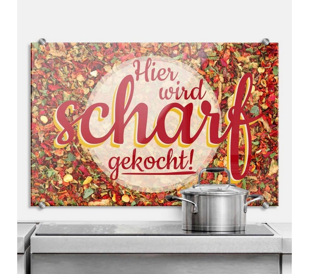 K&L Wall Art Gemälde Wandschutz Bild Glas Spritzschutz Asien Küche Hier wird scharf gekocht, Küchenrückwand montagefertig von K&L Wall Art