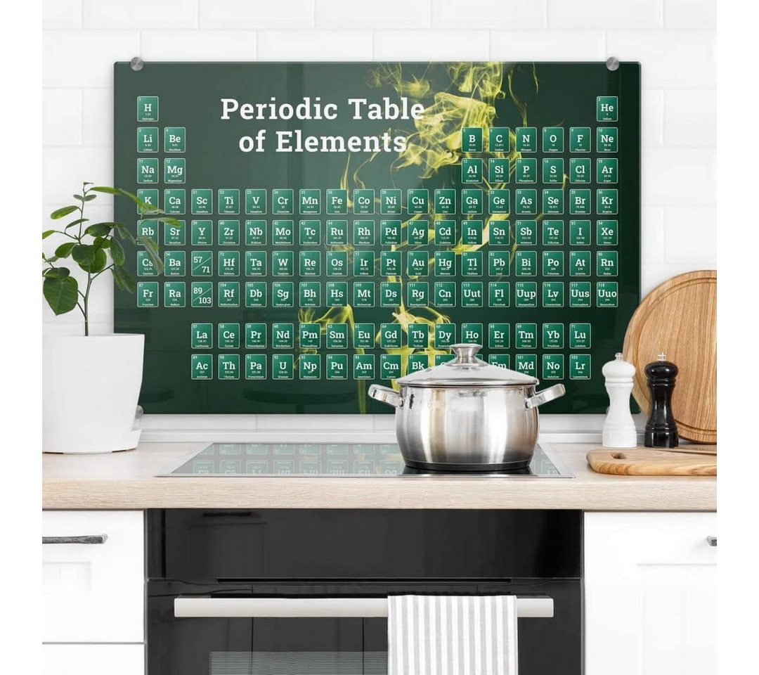 K&L Wall Art Gemälde Wandschutz Bild Glas Spritzschutz Herd Chemie Periodensystem, Küchenrückwand montagefertig von K&L Wall Art