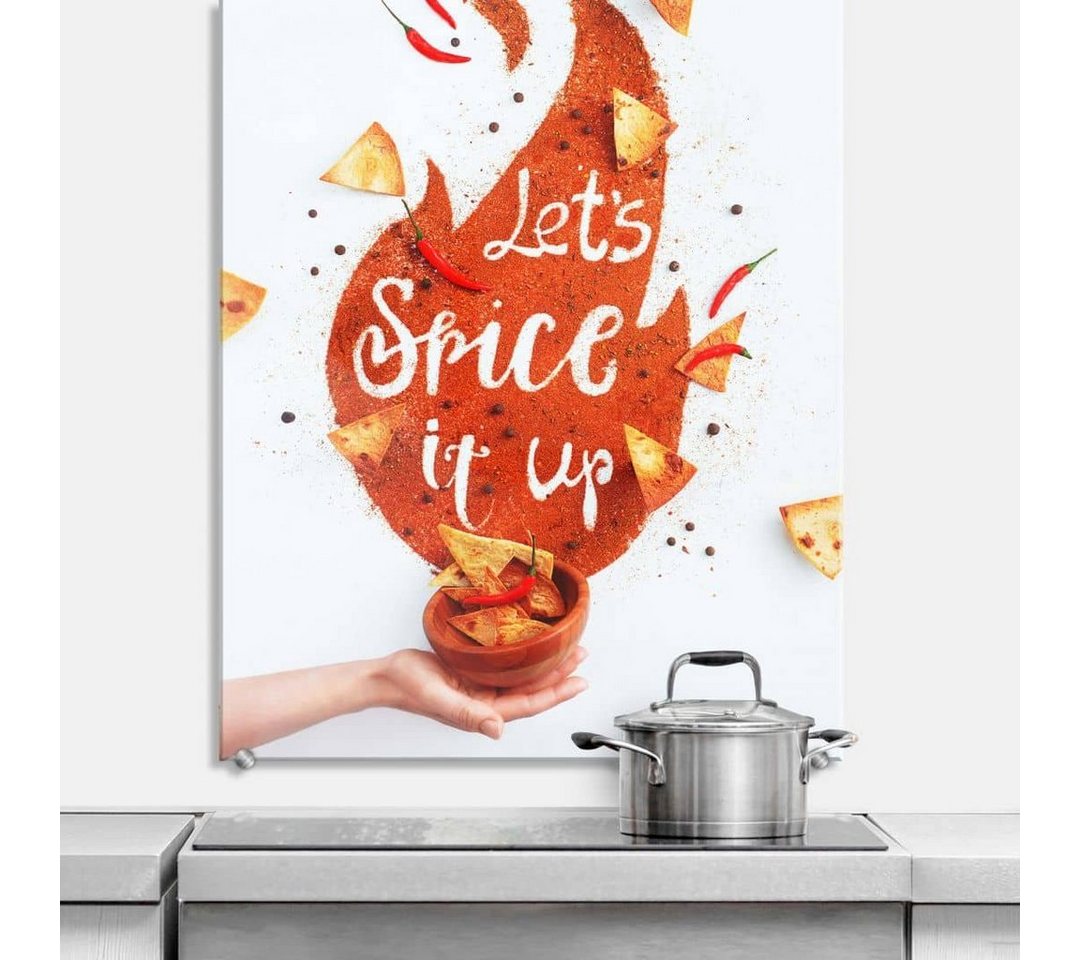 K&L Wall Art Gemälde Wandschutz Bild Glas Spritzschutz Küche Belenko Taccos Chili Spice it up, Küchenrückwand montagefertig von K&L Wall Art