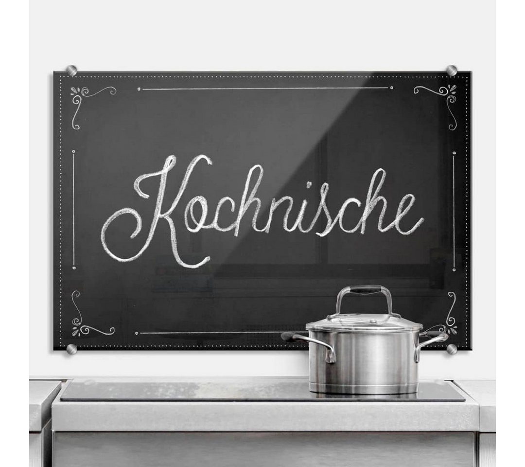 K&L Wall Art Gemälde Spritzschutz Herd Küchenrückwand Vintage Kreide Schultafel Kochnische, Glas Wandschutz inkl Montagematerial von K&L Wall Art