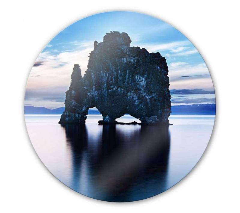 K&L Wall Art Glasbild Glas Wandbild Rund Glasbild Felsen im Meer Badezimmer Deko, Wandschutz Deko Bilder von K&L Wall Art