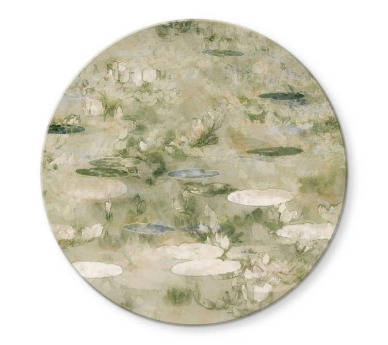 K&L Wall Art Glasbild Glas Wandbild Rund Glasbild Kunstdruck Talen Seerosen Teich, Wandschutz Deko Bilder von K&L Wall Art