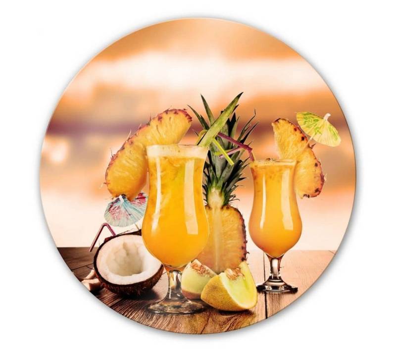 K&L Wall Art Glasbild Glas Wandbild Rund Glasbild Büro frischer Cocktail Feierabend Küche, Wandschutz Deko Bilder von K&L Wall Art