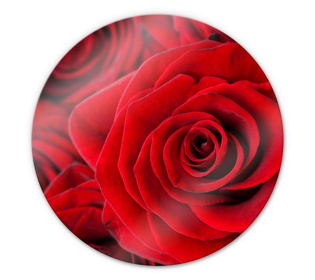 K&L Wall Art Gemälde Glas Wandbild Rund Glasbild romantische Rose Fotografie floral, Wandschutz Deko Bilder von K&L Wall Art