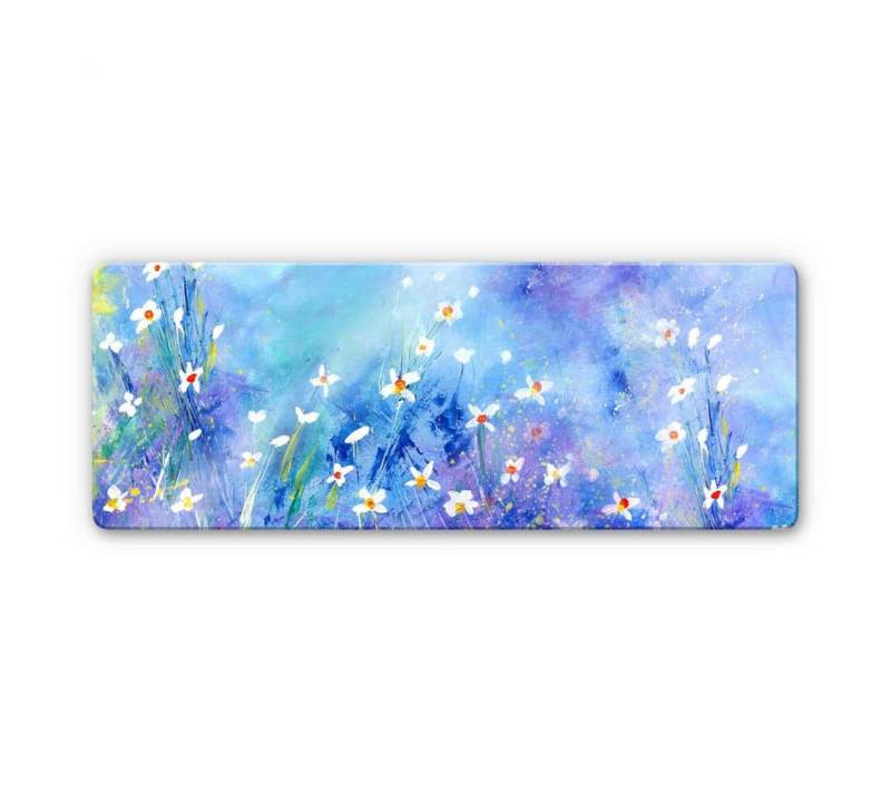 K&L Wall Art Glasbild Glasbild modern Ölbild Sommer in Blau Künstlerin Niksic, Glasposter Wohnzimmer Kunstdruck von K&L Wall Art
