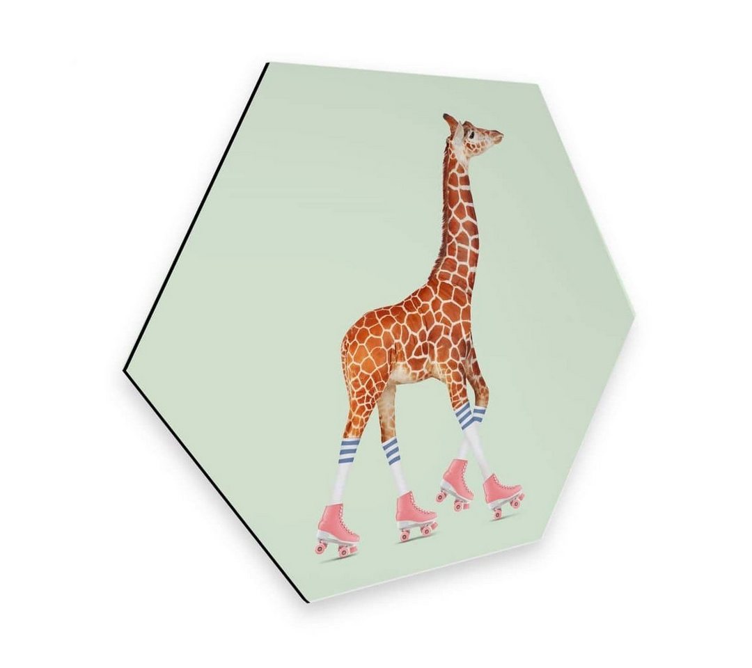 K&L Wall Art Gemälde Retro Wandschild Poster Roller Skater Giraffe Vintage Deko Rollschuhe, Wanddeko Kinderzimmer von K&L Wall Art