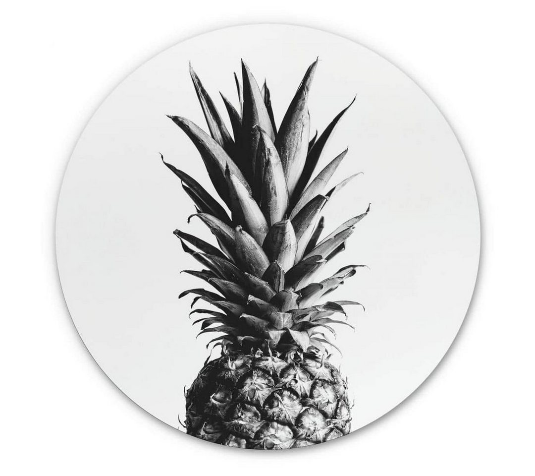 K&L Wall Art Gemälde Metallposter Rund Fruchtige Ananas Küche Vintage Wanddeko, Metalloptik Wandbild Ø 70cm von K&L Wall Art