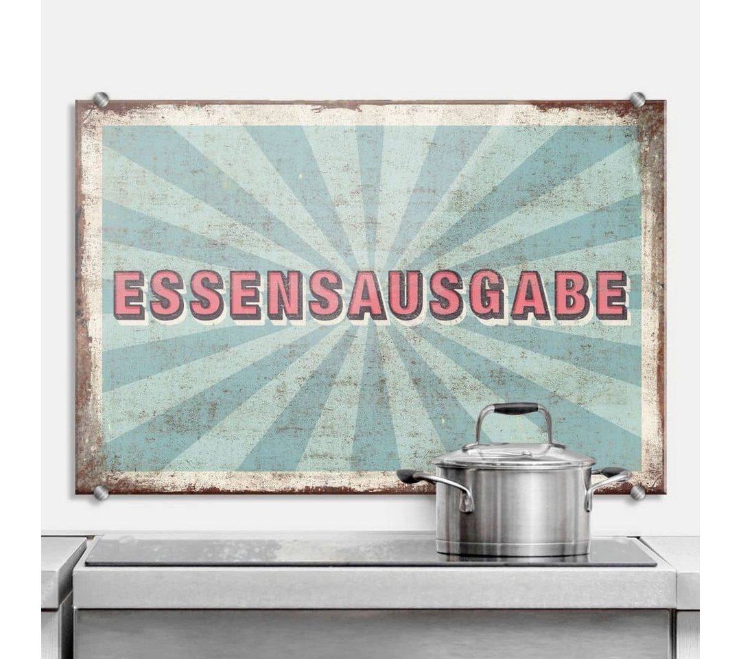 K&L Wall Art Gemälde Wandschutz Bild Glas Spritzschutz Küche Retro Schriftzug Essensausgabe, Küchenrückwand montagefertig von K&L Wall Art