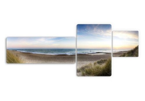 K&L Wall Art Glasbild hochwertig Strandpanorama 3-teilig 80x30cm / 40x60cm / 30x30cm Moderne Badezimmer Wanddeko aus Glas von K&L Wall Art