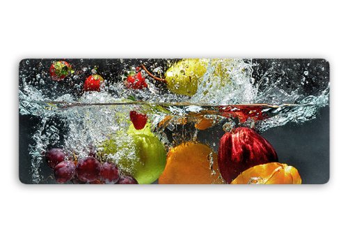 K&L Wall Art Splashing Fruits Glasbild Küche Wandschutz frisches Obst moderne Glasposter Bilder Wohnzimmer 80x30cm mit abgerundeten Ecken GA21251 von K&L Wall Art