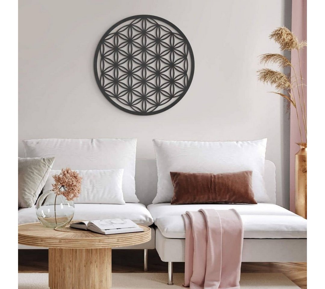 K&L Wall Art Holzbild Lebensblume Wohnzimmer Ornament Feng Shui Deko Türschild, (Holzposter), Wandbild aus Holz von K&L Wall Art