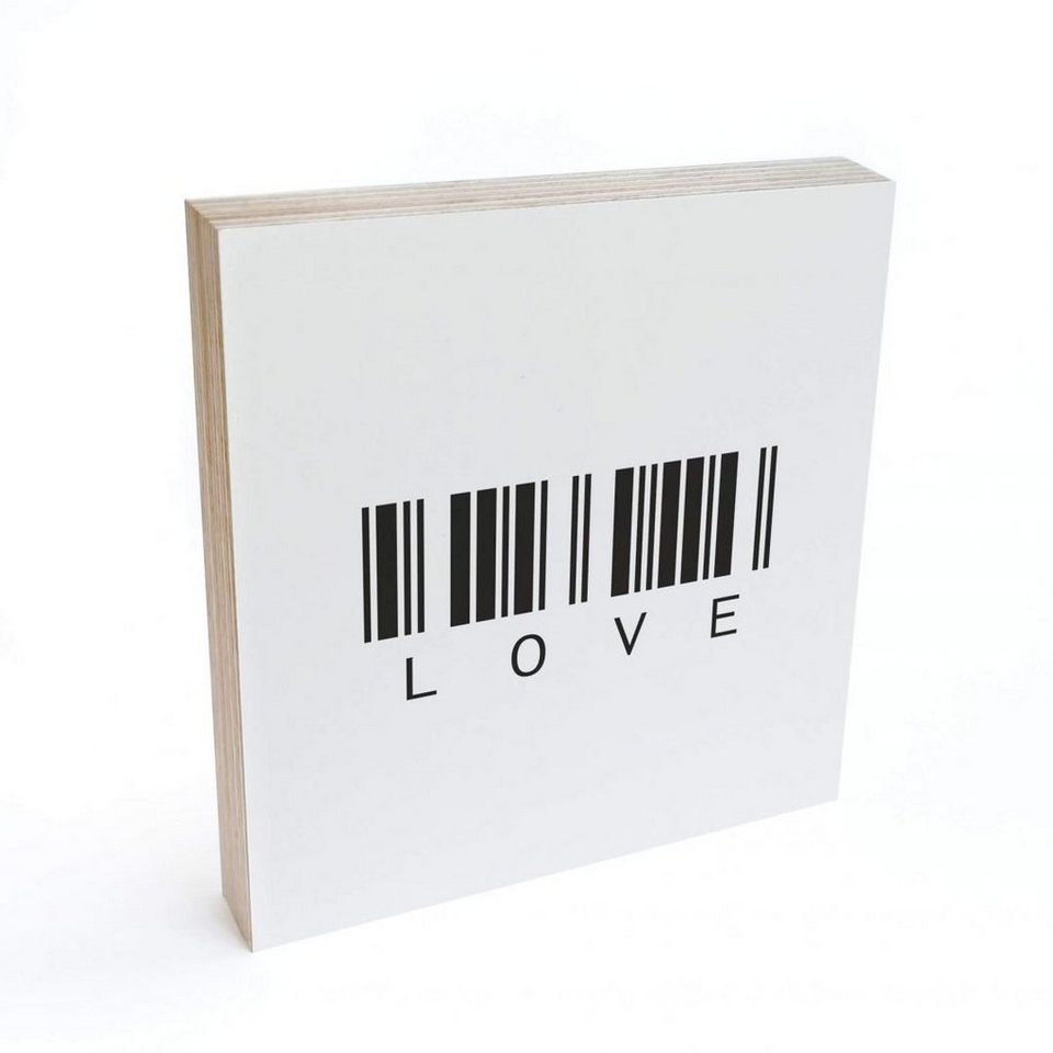 K&L Wall Art Holzbild Tischdeko Barcode Love Holz Wohnzimmer Buchstaben Deko, Fensterbank Schild modern von K&L Wall Art