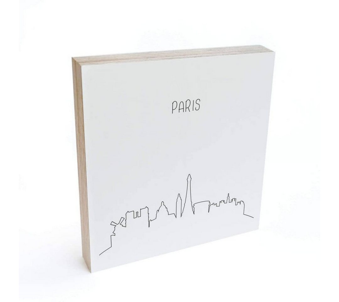 K&L Wall Art Holzbild Tischdeko Skyline Paris Wohnzimmer Buchstaben Deko, Fensterbank Schild modern von K&L Wall Art