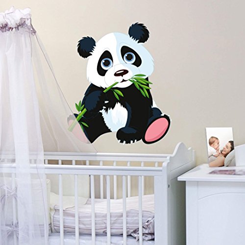 K&L Wall Art Kinderzimmer Wandtattoo Panda Klebebilder für die Wand Deko Panda Bär Aufkleber Naschender Pandabär (50x57cm) von K&L Wall Art