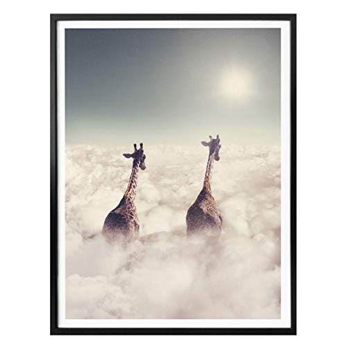K&L Wall Art Künstler Poster Safari Giraffen in den Wolken 30x24cm Wandposter Wohnzimmer Deko Wandbild von K&L Wall Art