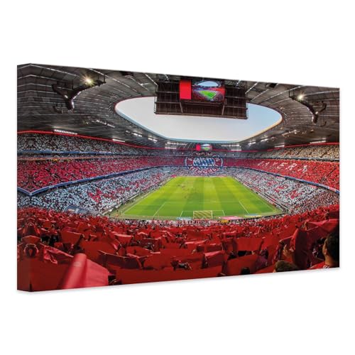 K&L Wall Art Leinwandbild FCB Allianz Arena FC Bayern München Fußball Bundesliga Bilder auf Leinwand mit Wandhalterung - Offizielles Lizenzprodukt (90x60 cm) von K&L Wall Art