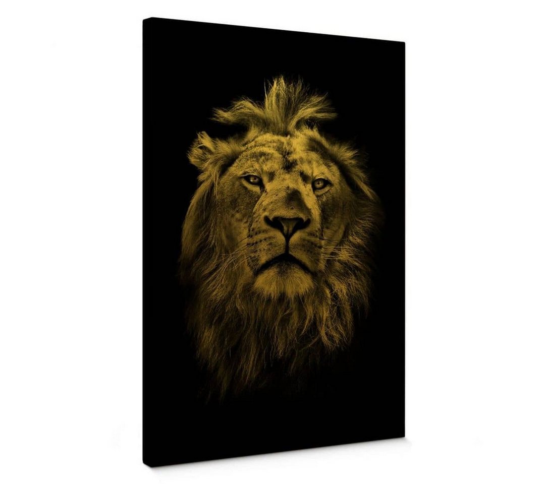 K&L Wall Art Leinwandbild Vintage Gold Leinwandbild Löwe Portrait Safari Waldtiere Katze, handmade Wohnzimmer Wandbild von K&L Wall Art