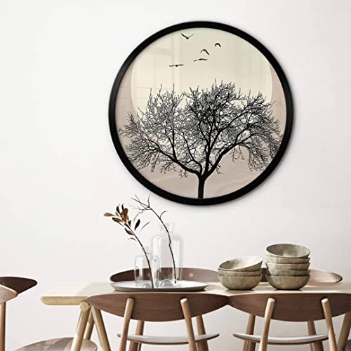 K&L Wall Art Mond Feng Shui Poster Wohnzimmer Bilder modern Baum des Lebens Wandposter Rund Kubistika von K&L Wall Art