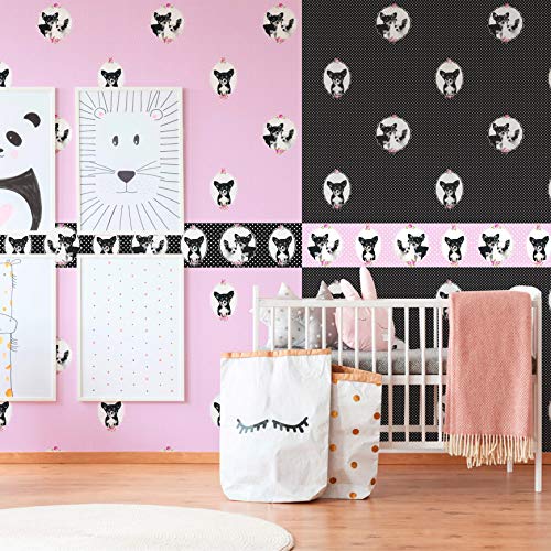 PVC-Freie lustige Kinderzimmer Tapete 3D Vliestapete + passende Bordüre Baby Hunde Welpen Schlafzimmer von K&L Wall Art