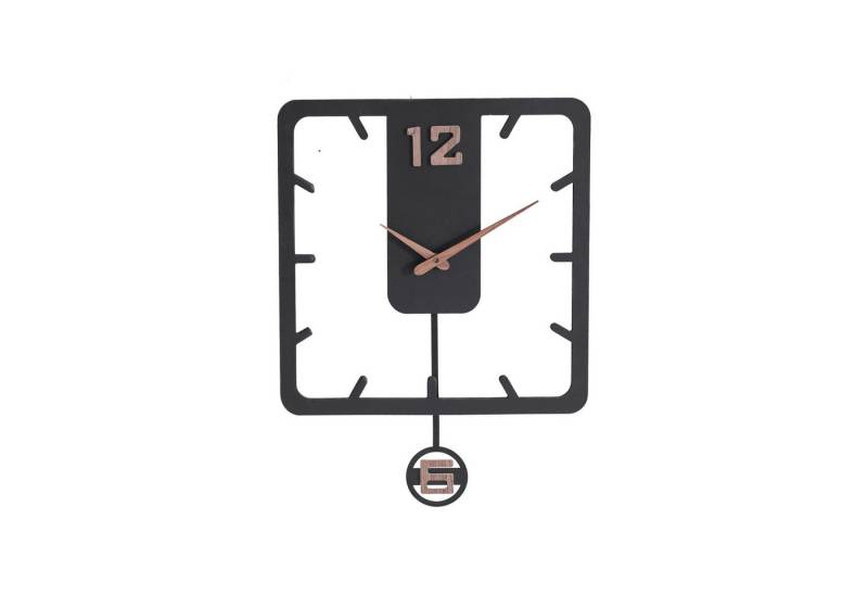 K&L Wall Art Pendelwanduhr MDF Wanduhr Holz Pendeluhr Schwarz Naturholz (lautloses Uhrwerk ohne Ticken) von K&L Wall Art