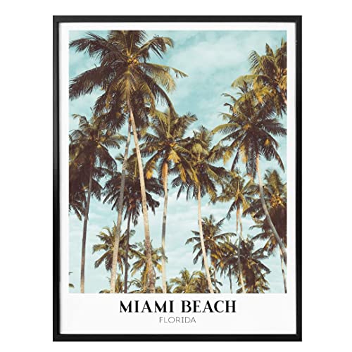 K&L Wall Art Poster Miami Beach The United States Wanddeko Wohnzimmer Wandbild modern Strand Affirmationen Skyline Urlaub USA Typografie ohne Zubehör 24x30 c von K&L Wall Art