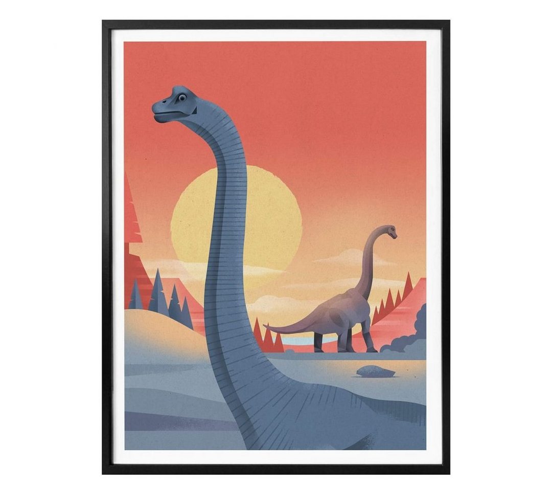 K&L Wall Art Poster Poster Braun Dinosaurier Steinzeit Brachiosaurus Dino, Kinderzimmer Wandbild modern von K&L Wall Art