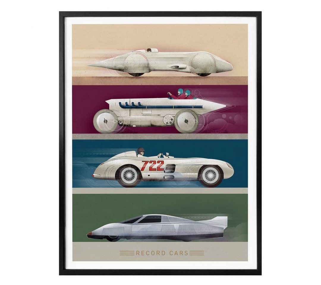 K&L Wall Art Poster Poster Braun Oldtimer Deko Record Cars Rennwagen Auto, Kinderzimmer Wandbild modern von K&L Wall Art