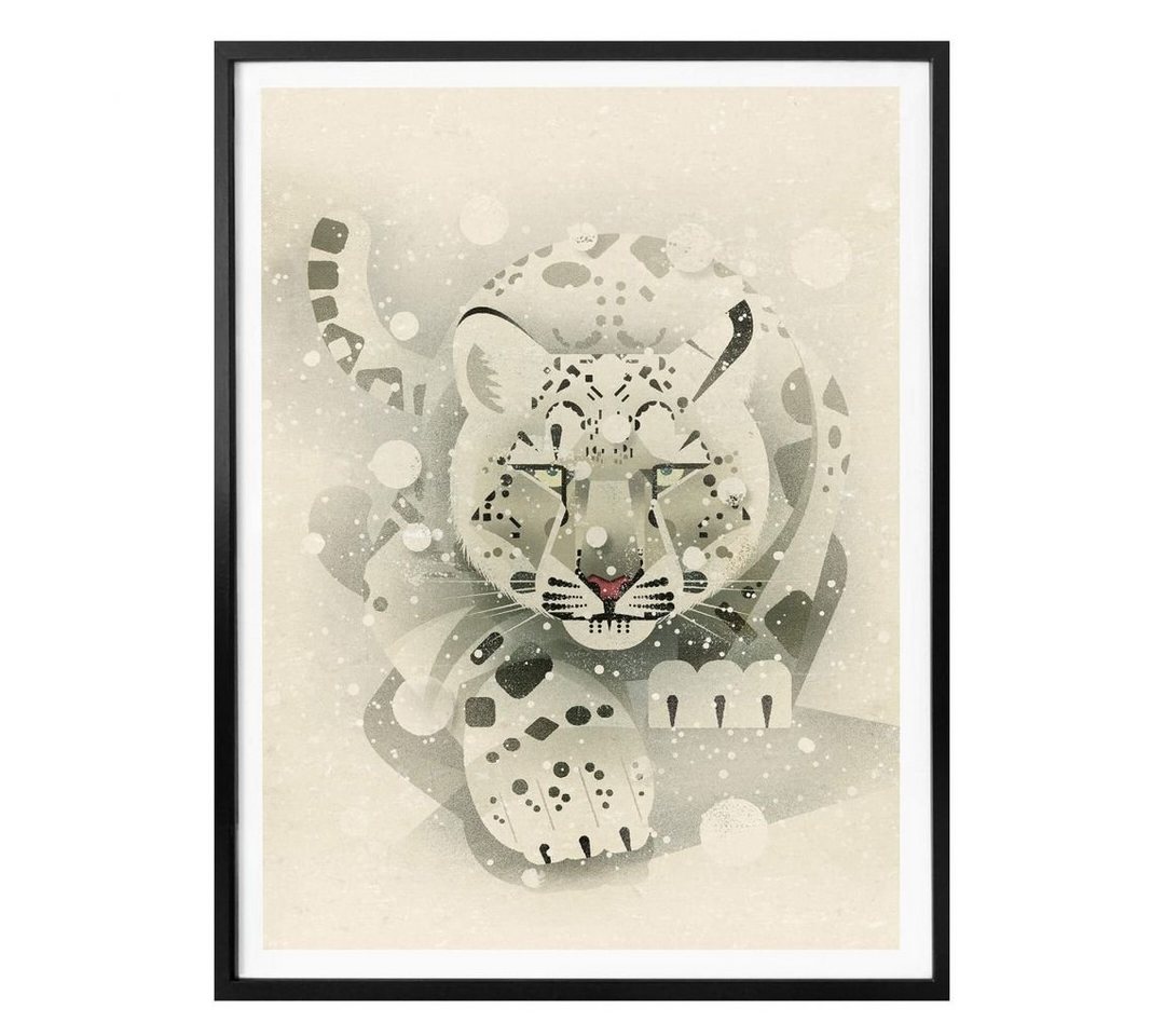 K&L Wall Art Poster Poster Braun Safari Deko wilde Katze Schnee Leopard, Kinderzimmer Wandbild modern von K&L Wall Art