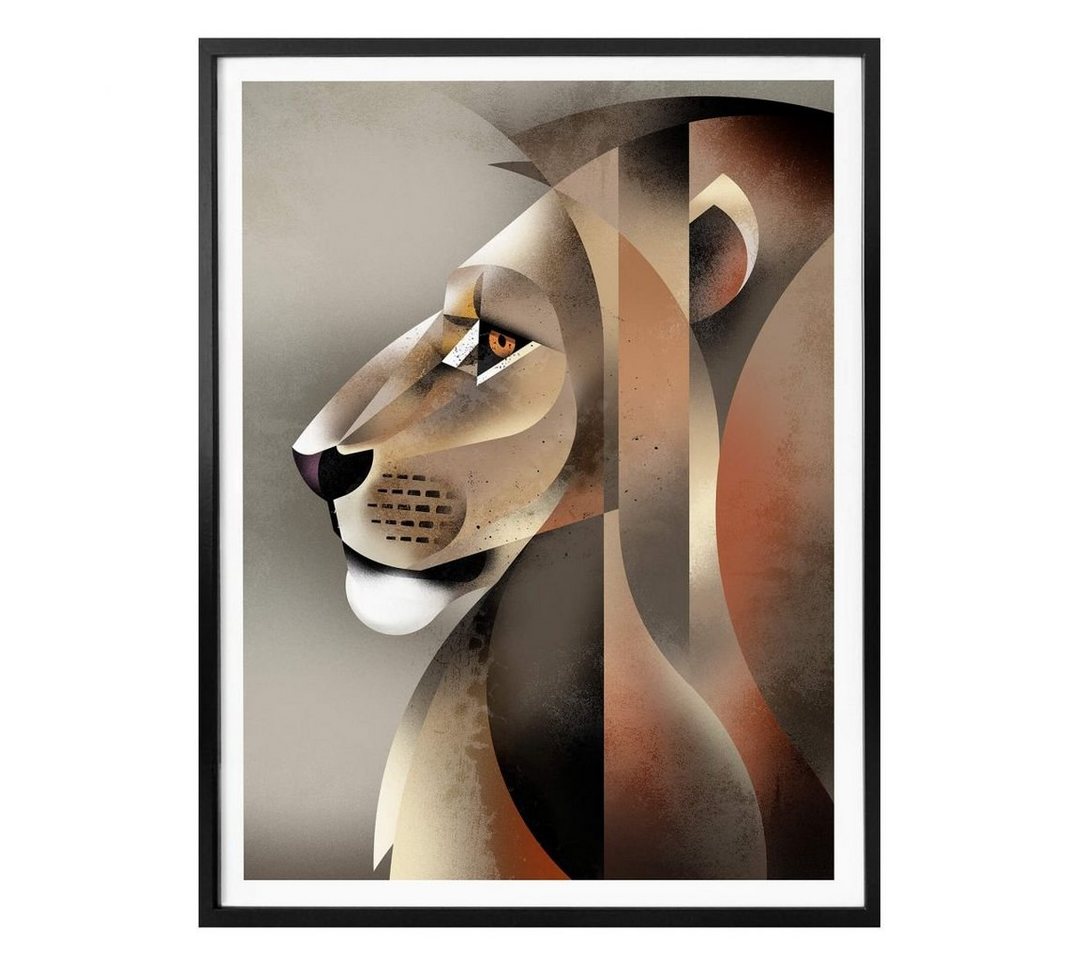K&L Wall Art Poster Poster Braun Safari wilde Katze Waldtiere Löwe Lion, Kinderzimmer Wandbild modern von K&L Wall Art