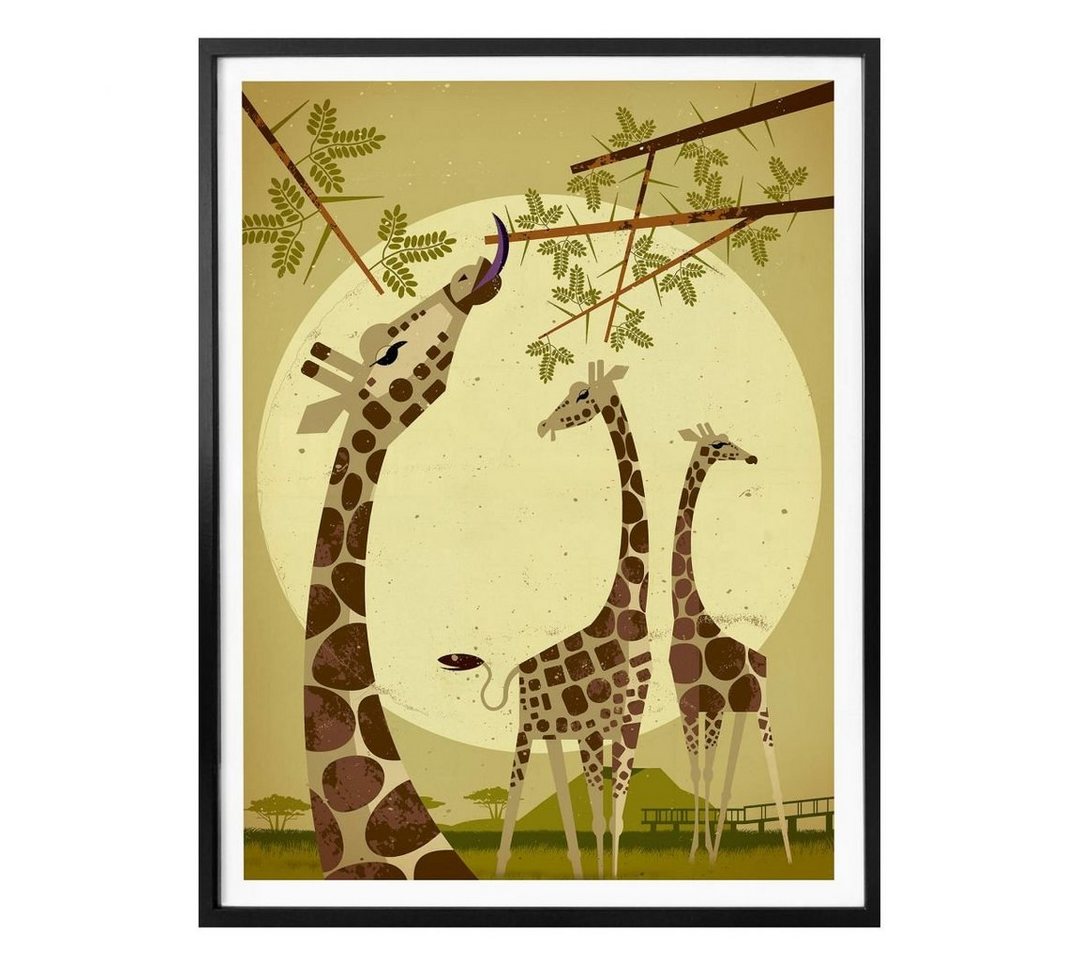 K&L Wall Art Poster Poster Braun Zoo Safari Afrika Deko Giraffe Waldtiere, Kinderzimmer Wandbild modern von K&L Wall Art