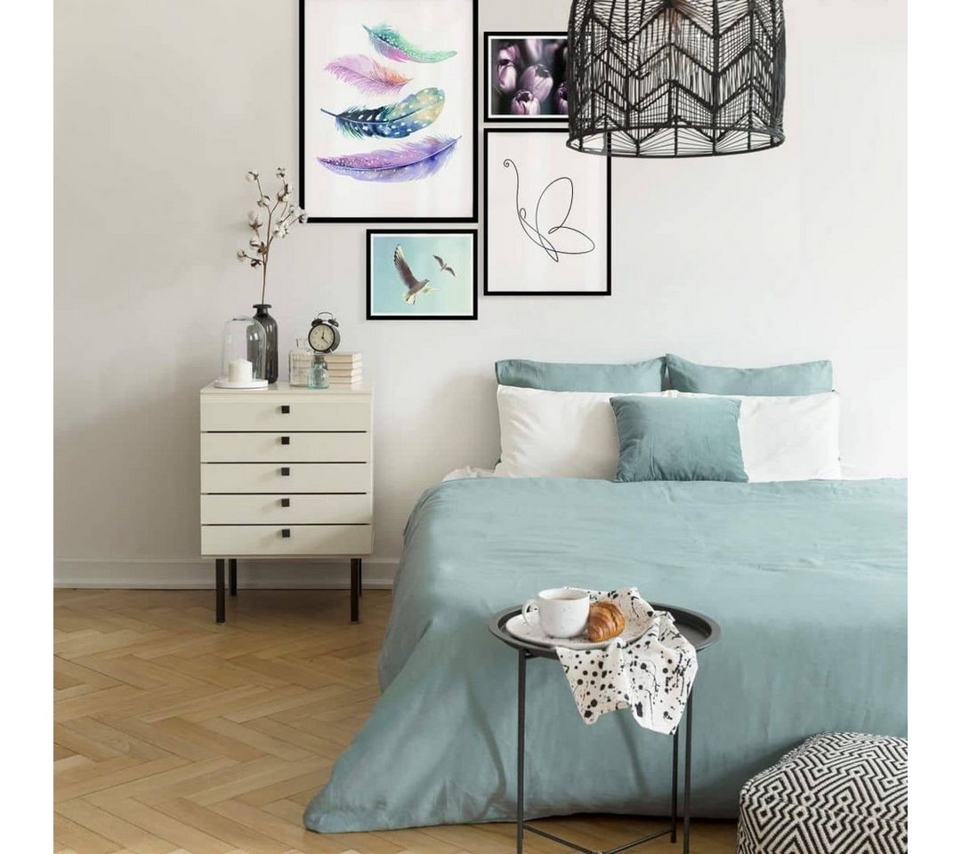 K&L Wall Art Poster Poster Collage + Bilderrahmen Frühlingsgefühle Tulpen 4er Set, Wohnzimmer Wandbild modern von K&L Wall Art