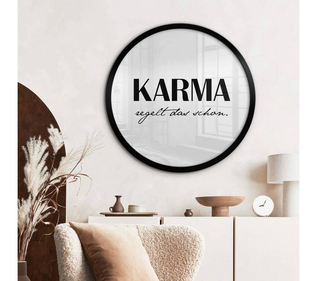 K&L Wall Art Poster »Wandbild Poster Rund minimalistischer Schriftzug Karma regelt das schon«, Wohnzimmer Deko Buchstaben von K&L Wall Art