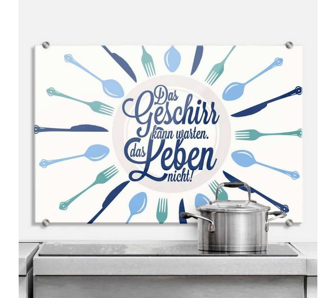 K&L Wall Art Spritzschutz Küche lustiger Schriftzug Geschirr kann warten Leben nicht K&L Wall Art Spritzschutz Küche lustiger Schriftzug Geschirr kann warten Leben nicht von K&L Wall Art