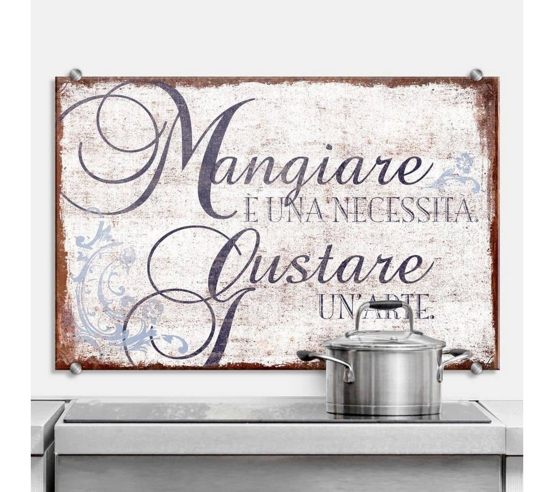 K&L Wall Art Spritzschutz Wandschutz Glas Herd Mangiare è una necessità von K&L Wall Art