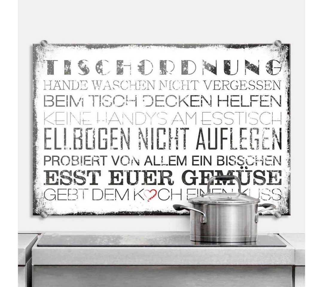 K&L Wall Art Spritzschutz Wandschutz Glas Herd Schriftzug Vintage Tischordnung von K&L Wall Art
