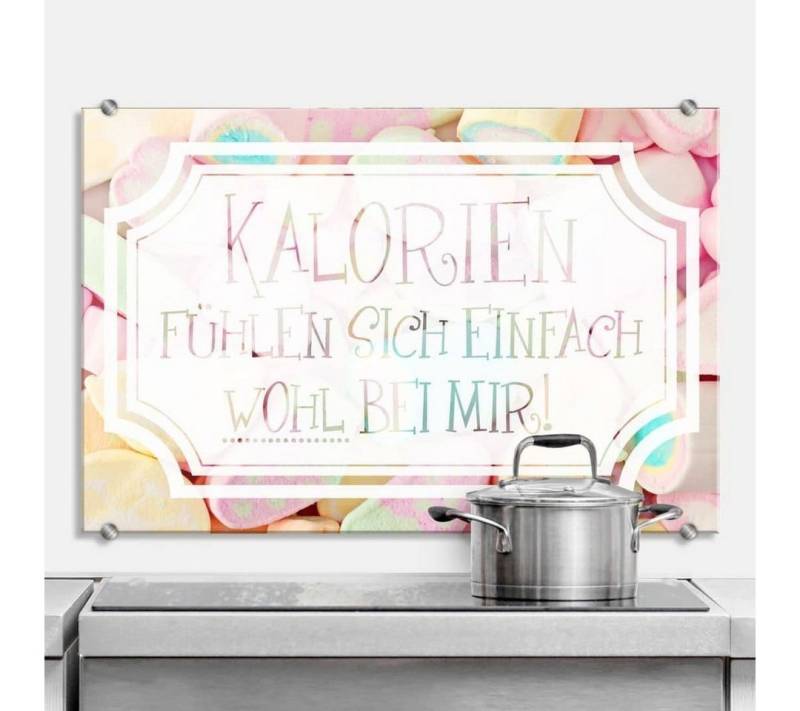 K&L Wall Art Spritzschutz Wandschutz Glas Spritzschutz Küche Schriftzug Kalorien lustiger Spruch von K&L Wall Art