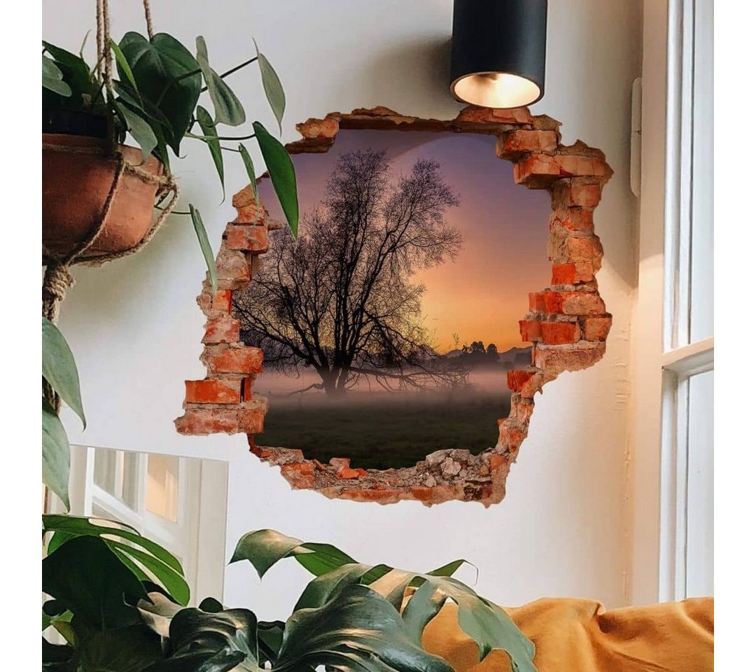 K&L Wall Art Wandtattoo 3D Wandtattoo Aufkleber Cuadrado Baum des Lebens Nebel Wiese The Fog, Mauerdurchbruch Wandbild selbstklebend von K&L Wall Art