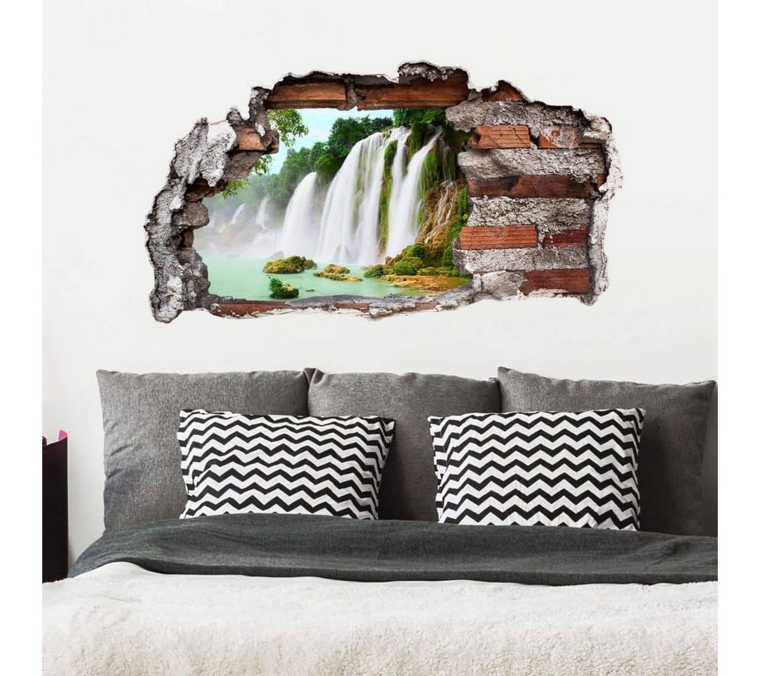 K&L Wall Art Wandtattoo 3D Wandtattoo Aufkleber Wasserfall Tropisch Blaue Lagune Wandsticker Natur, Mauerdurchbruch Wandbild selbstklebend von K&L Wall Art