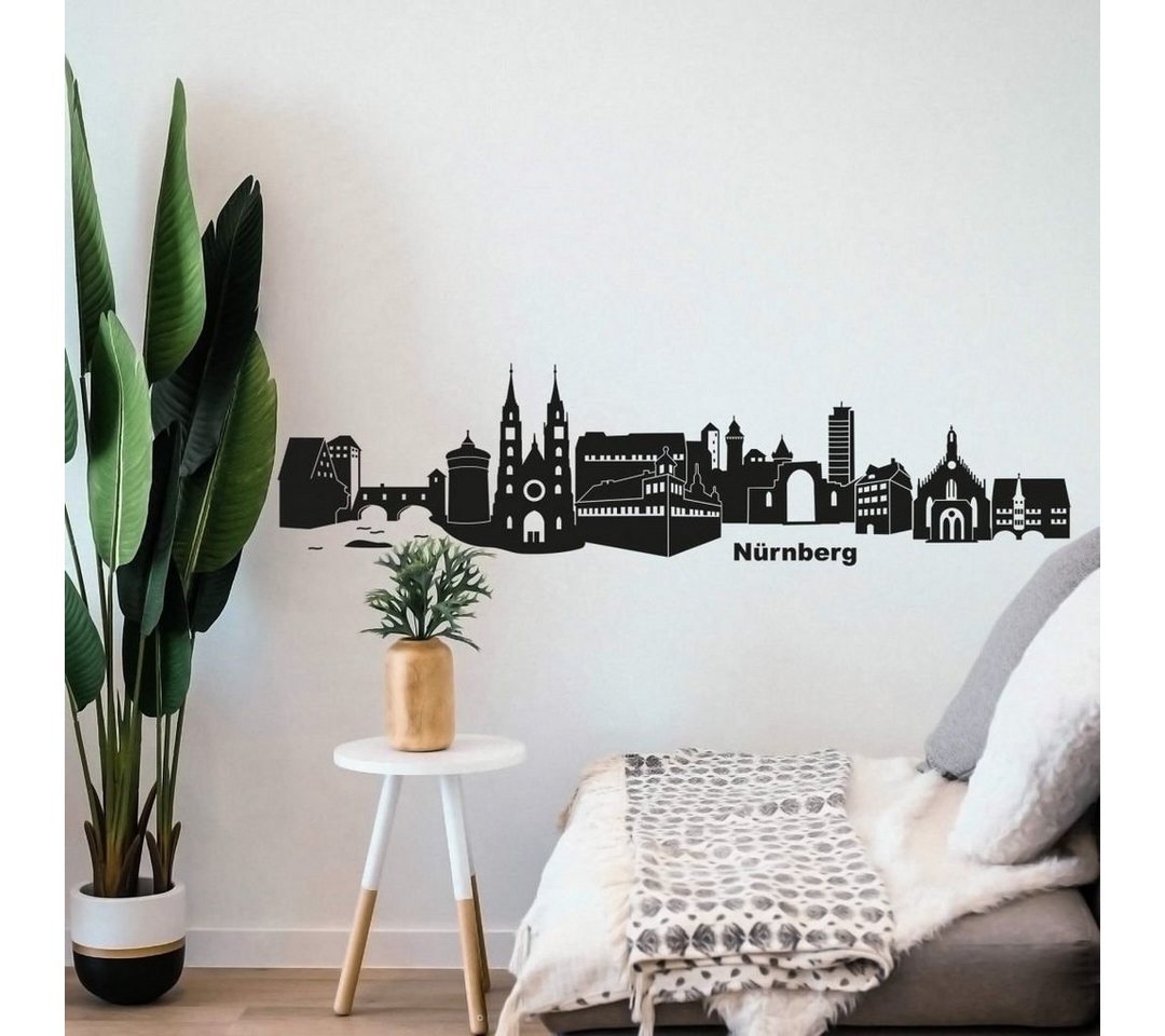 K&L Wall Art Wandtattoo Stadt Wandtattoo Nürnberg Skyline schwarz Silhouette modern 120cm, Wandbild selbstklebend, entfernbar von K&L Wall Art