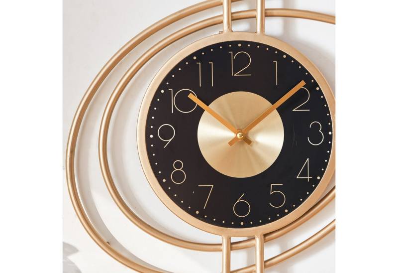 K&L Wall Art Wanduhr Designer Metalluhr modern Gold Optik Aluminium Wanduhr ohne Ticken (leises Quarz Uhrwerk) von K&L Wall Art