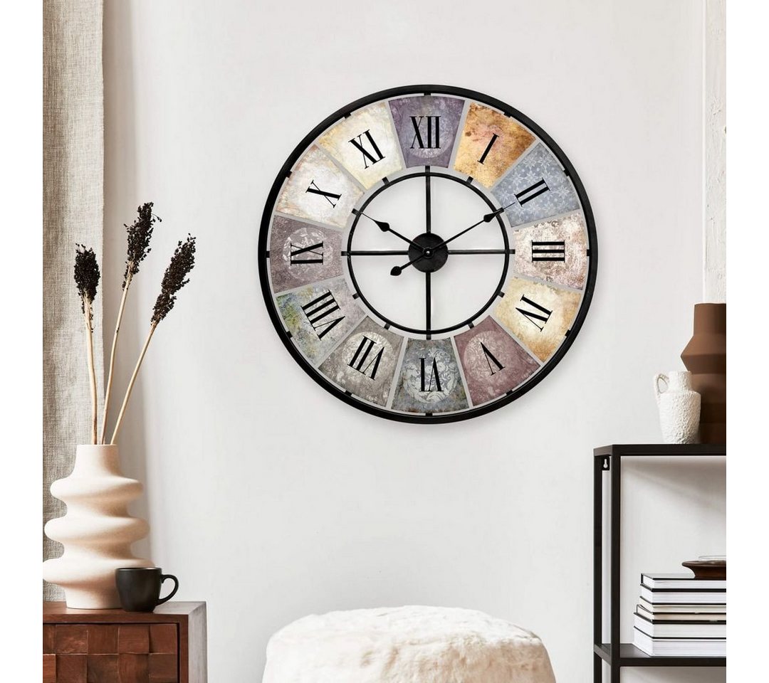 K&L Wall Art Wanduhr Große Vintage Metall Wanduhr Wohnzimmer 50cm oder 80cm Retro Uhr Küche (Used Look Metalluhr, leises Quarz Uhrwerk) von K&L Wall Art