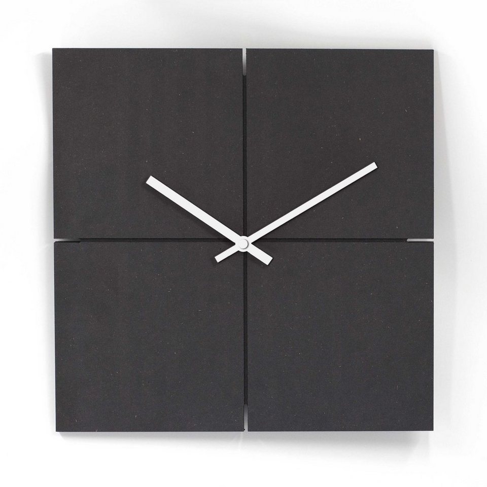 K&L Wall Art Wanduhr Lautlose MDF Holzuhr Schwarz Weiß Retro Uhr modern Metallzeiger (30 cm groß, lautlos, ohne Ticken) von K&L Wall Art