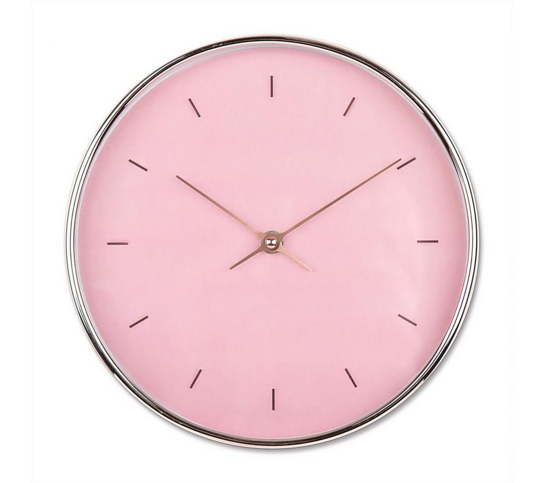 K&L Wall Art Wanduhr lautlose Shabby Chic Wanduhr Retro Uhr rund Ø 25cm Rosa Roségold Optik (ohne Tick-Geräusche, langlebiges Quarz Uhrwerk) von K&L Wall Art