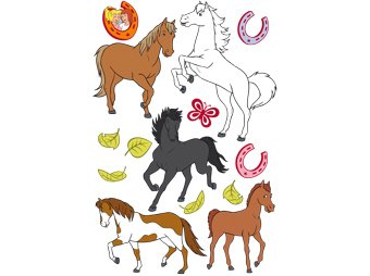 K&L Wall Art großes Pferdeset Wandsticker Bibi & Tina Hufeisen Glück Wandtattoo Pferde Stute Wandtattoo Pony schwarzer Hengst Klebebilder von K&L Wall Art