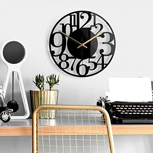 K&L Wall Art lautlose 30cm Große Küchenuhr Wanduhr Küche Glasuhr Wandbild Schwarz Glasbild Elegante Uhr mit Quarz Uhrwerk von K&L Wall Art
