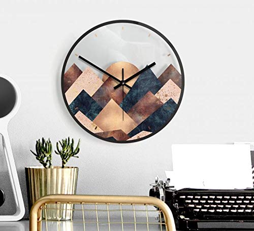 K&L Wall Art lautlose 30cm Große Wanduhr Wohnzimmer Wandbild abstrakte Berge Glasbild Fredriksson Uhr aus Glas mit Quarz Uhrwerk von K&L Wall Art