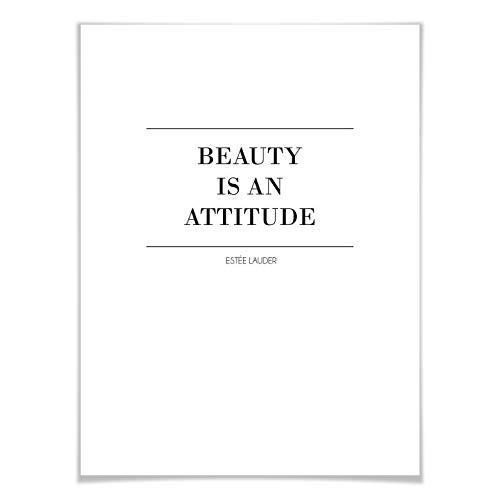 Poster Beauty is an attitude Spruch Typografie Schönheit Einstellung Estée Lauder 120x150cm von K&L Wall Art