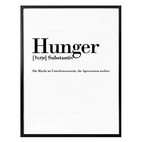 Poster Grammatik Hunger Typografie Spruch Definition Essen Duden Rechtschreibung Trend 30x24cm von K&L Wall Art