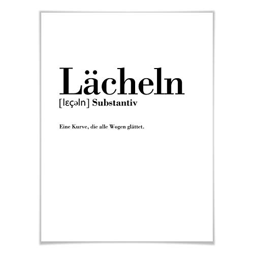 Poster Grammatik Lächeln Definition Duden Rechtschreibung Schönheit Typografie Spruch 40x50cm von K&L Wall Art